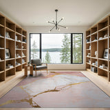 Blush Pink Kintsugi Gold Marble Area Rug