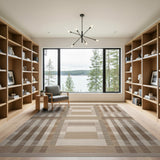 Geometric Modern Beige Geometric Grid Woven Area Rug