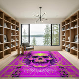 Neon Pink Skull Geometric Area Rug