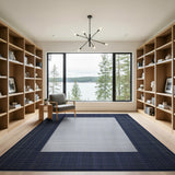 Navy Blue Border Woven Area Rug