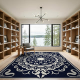 Traditional Persian Navy Mandala Persian Area Rug