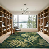 Floral Vintage Green Lush Fern Grove Green Area Rug