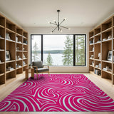 Vibrant Abstract Area Vibrant Pink Swirl Abstract Area Rug
