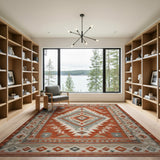 Red Terracotta Diamond Southwestern Area Rug