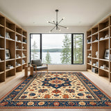 Multi-color and Patterns Beige Persian Floral Medallion Area Rug