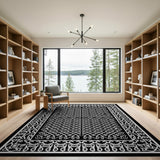 Intricate Black White Heritage Tribal Area Rug