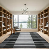 Bold Geometric Modern Bold Black White Geometric Stripe Area Rug