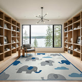 Playful Cartoon Elephant Kids Area Rug