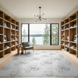 Grey Sketch Orchid Floral Area Rug