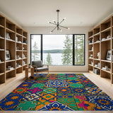 Vibrant Geometric Tile Area Rug