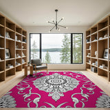 Vibrant Pink Vibrant Pink Mandala Persian Area Rug
