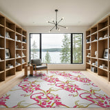 Floral Vintage Pink Vibrant Pink Floral Swirl Area Rug