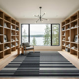 Black and White Bold Black White Geometric Striped Area Rug