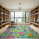 Vibrant Daisy Meadow Area Rug