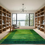 Vibrant Green Yellow Block Geometric Area Rug
