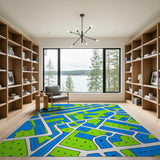 Vibrant Town Map Area Rug