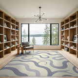 Grey Fluid Grey Wave Abstract Area Rug