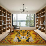 Bold Yellow Tiger Heritage Tribal Area Rug