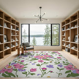 Pink Whimsical Pink Floral Pattern Area Rug
