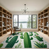 Whimsical Green Cactus Succulent Area Rug