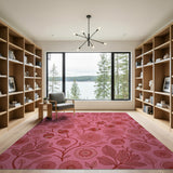 Pink Floral Line Art Area Rug