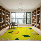 Yellow Fruit Pattern Sunny Lemon Fruit Pattern Area Rug