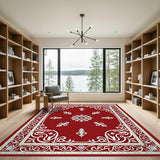 Red Ornate Persian Medallion Red Area Rug