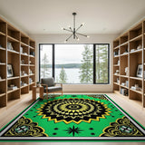Traditional Persian Green Emerald Mandala Persian Area Rug