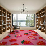 Retro Pixel Strawberry Area Rug