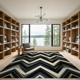 Bold Zigzag Geometric Black White Rug