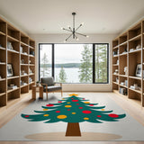 Festive Christmas Tree Cartoon Area Rug