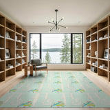 Vibrant Hum Mantra Peacock Area Rug