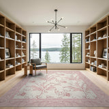 Whimsical Pink Musical Elephant Floral Rug