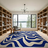 Wavy Navy Abstract Area Rug