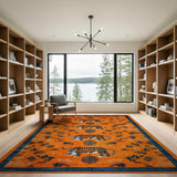 Vibrant Orange Tiger Tribal Area Rug