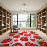 Whimsical Strawberry Fruit Pattern Area Rug