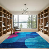 Wavy Abstract Blue Pink Area Rug
