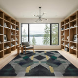 Geometric Modern Teal Diamond Geometric Area Rug