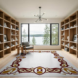 Ornate Maroon and Gold Persian Border Rug