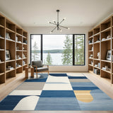 Blue Geometric Abstract Blue and Teal Area Rug