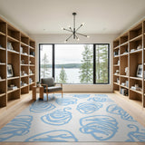 Playful Light Blue Swirling Shells Area Rug