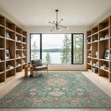 Teal Persian Floral Blue and Teal Area Rug