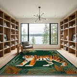 Orange Tiger in Lush Green Jungle Rug