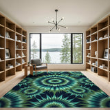 Teal Green Starburst Area Rug