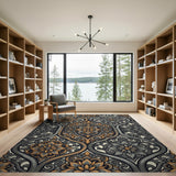 Ornate Grey Persian Floral Area Rug
