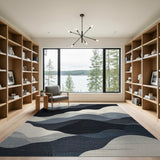 Abstract Blue Mountain Layers Area Rug