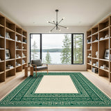Geometric Modern Green Geometric Border Area Rug