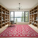 Pink Floral Vine Persian Area Rug
