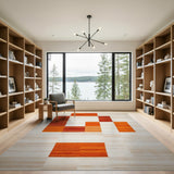 Modern Orange Geometric Block Area Rug