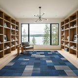 Blue and Teal Modern Blue Patchwork Geometric Area Rug